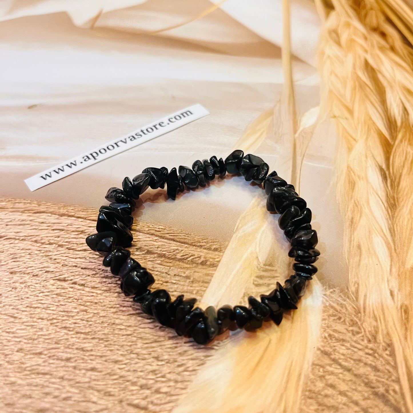 Black Obsedian Chip handmade Bracelet by Crystall and Herbs