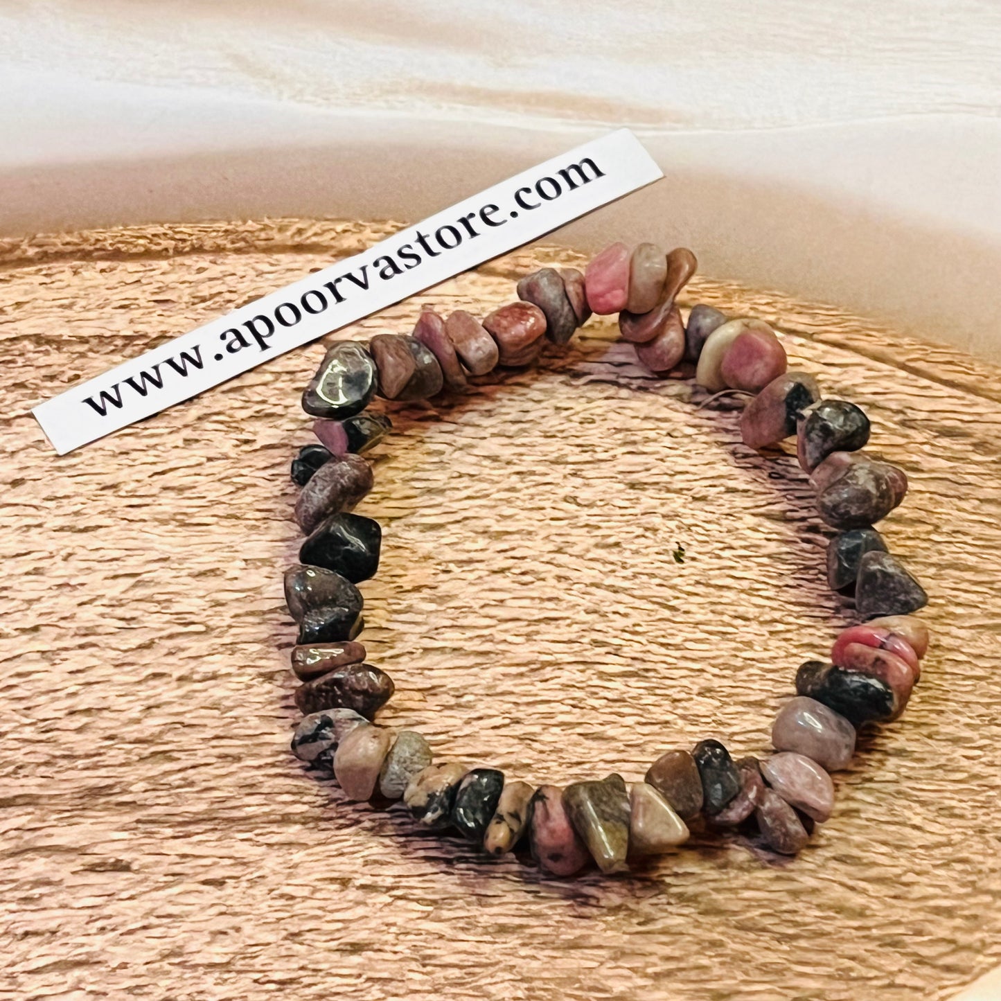 Rhodonite Chip Handmade Bracelet by crystall and Herbs