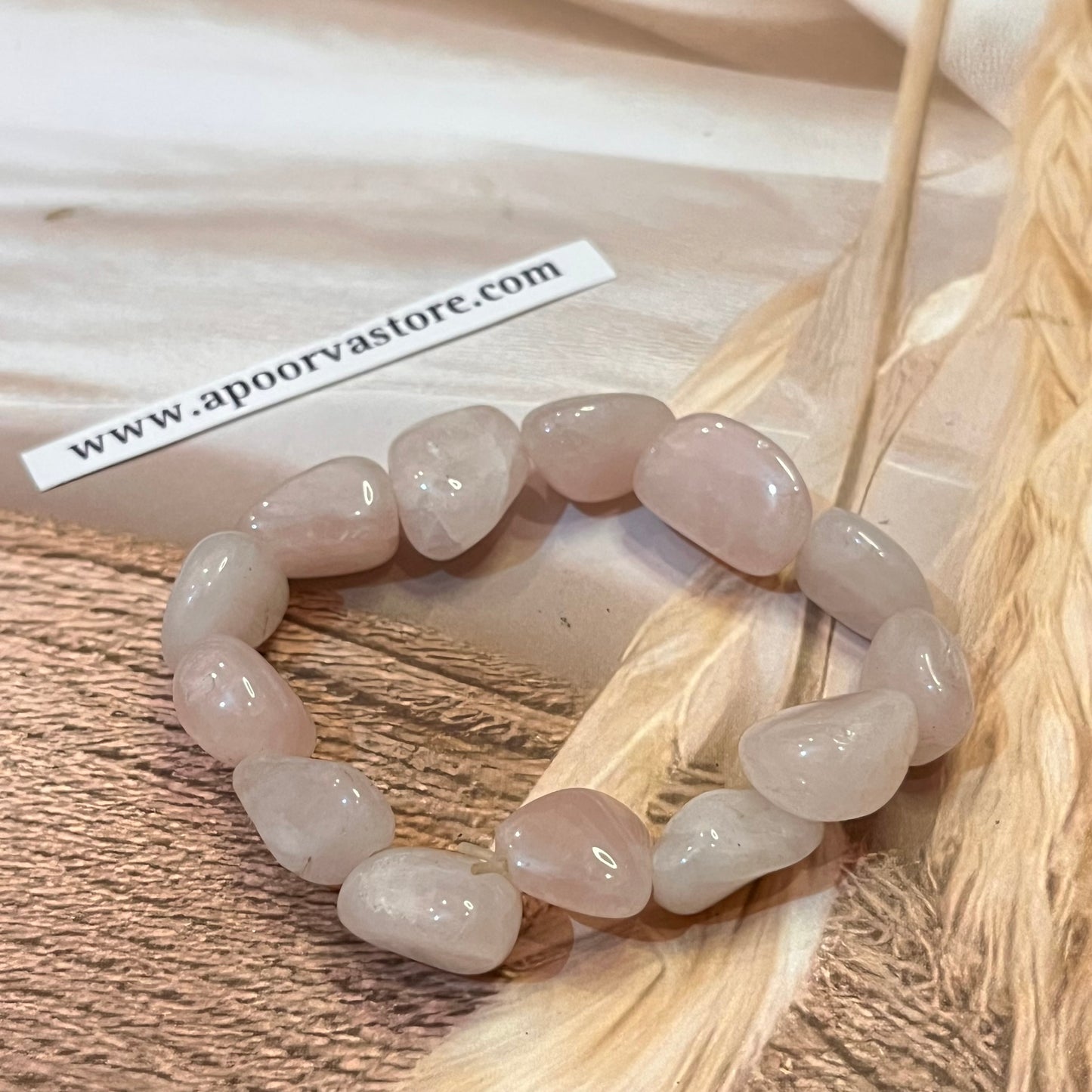 Rose Quartz Tumble handmade Bracelet by Crystall and Herbs