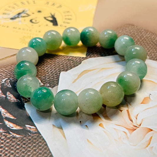 Green Tara Green Aqua Handmade 12mm Bracelet by Crystall and Herbs