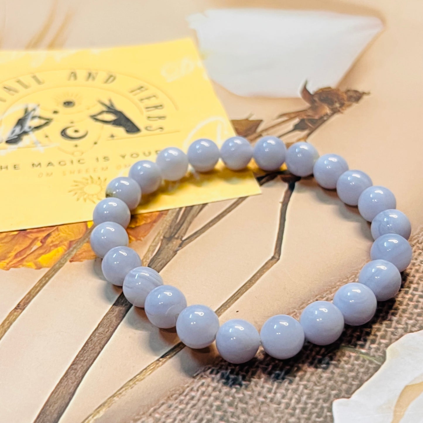 Blue Lace Agate Handmade Bracelet by Crystall and Herbs