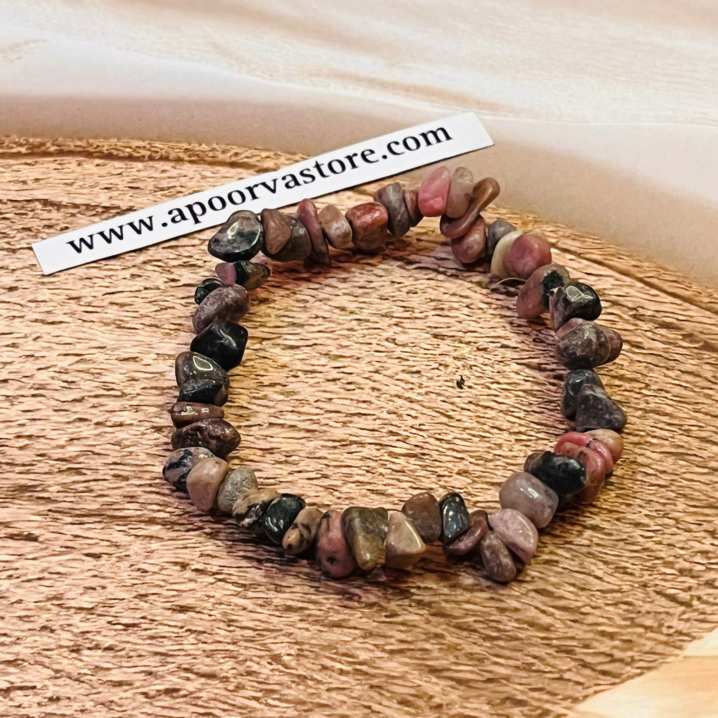 Rhodonite Chip Handmade Bracelet by crystall and Herbs