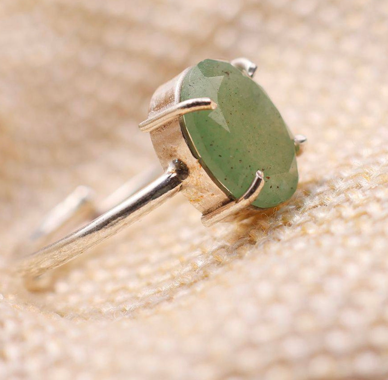 Green Aventurine Ring Luck Money Success by Crystall and Herbs