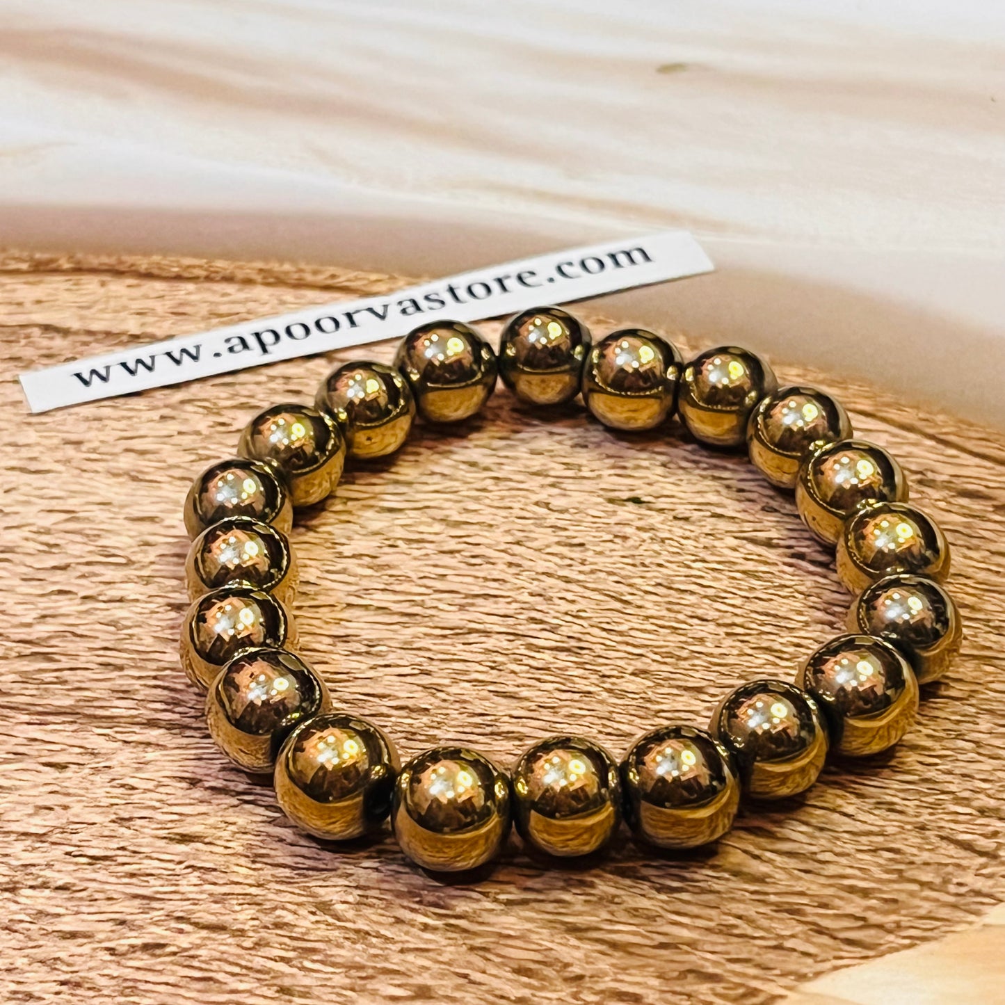 12mm Golden Pyrite handmade Bracelet by Crystall and Herbs