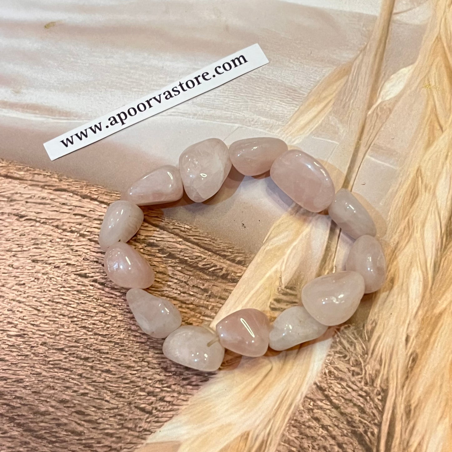 Rose Quartz Tumble handmade Bracelet by Crystall and Herbs