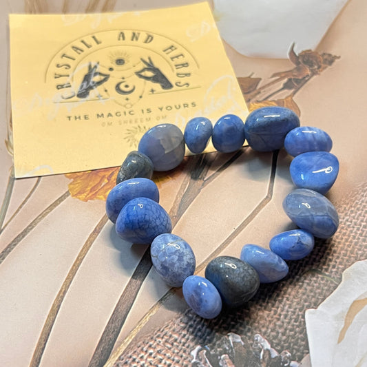 Blue Lace agate Handmade Tumble Bracelet by Crystall and Herbs