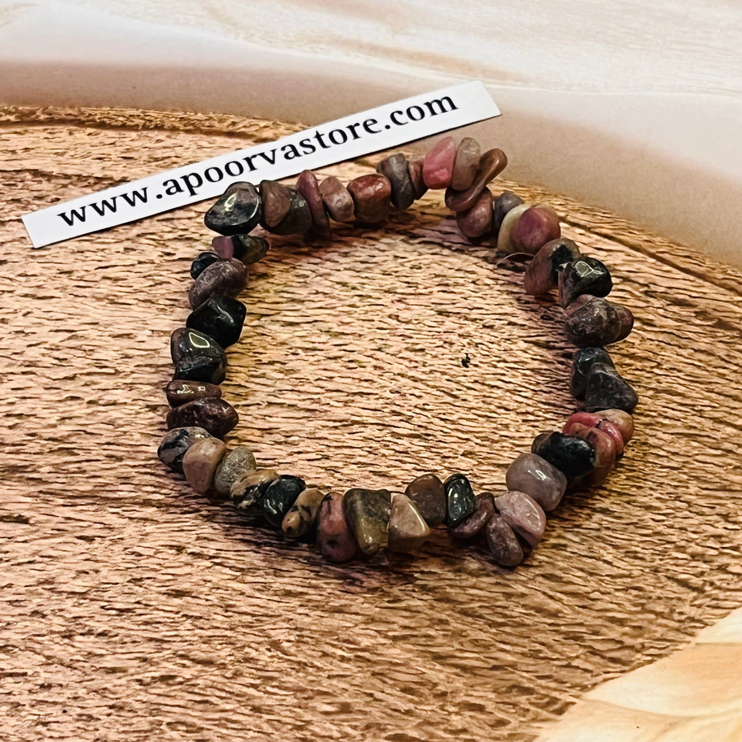 Rhodonite Chip Handmade Bracelet by crystall and Herbs