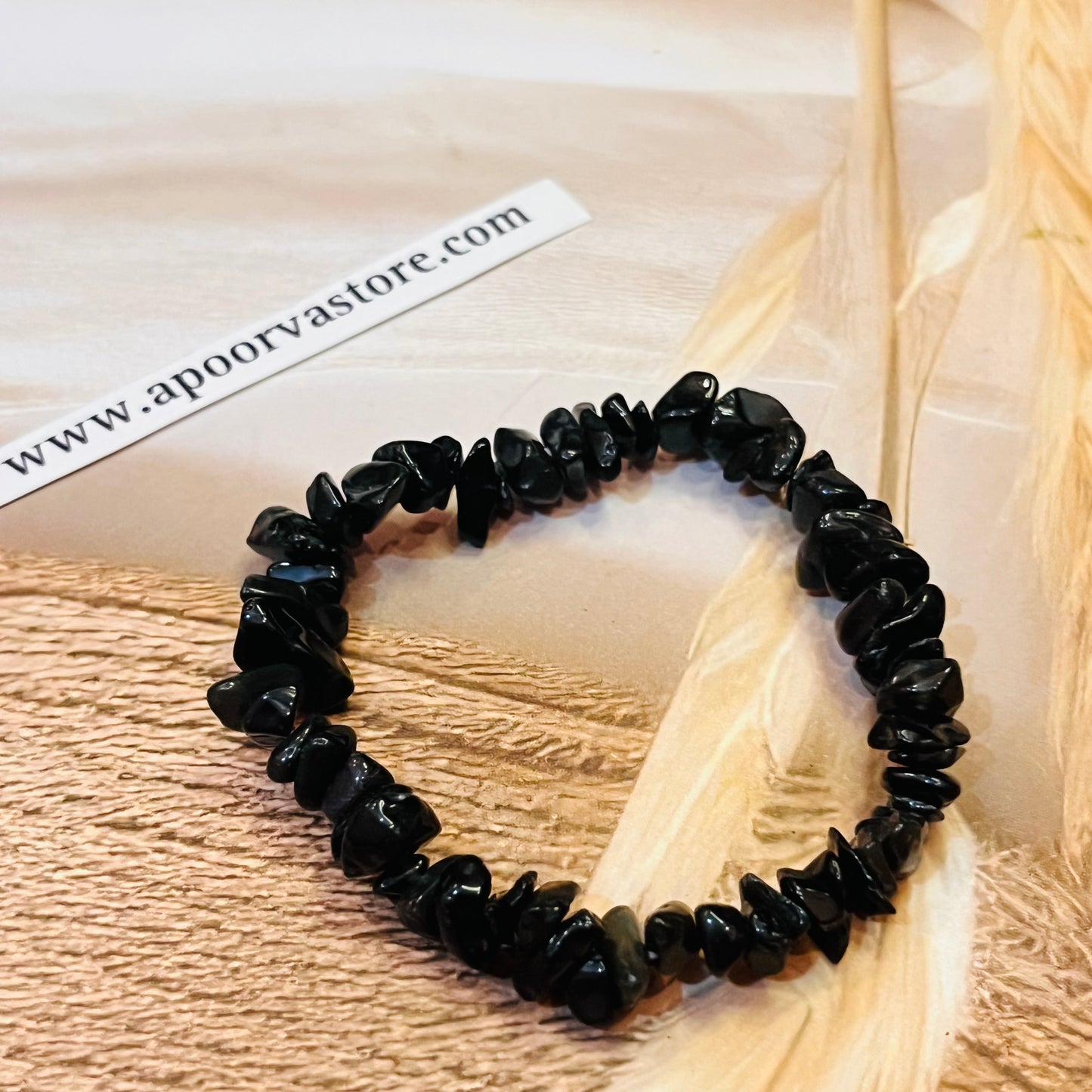 Black Obsedian Chip handmade Bracelet by Crystall and Herbs