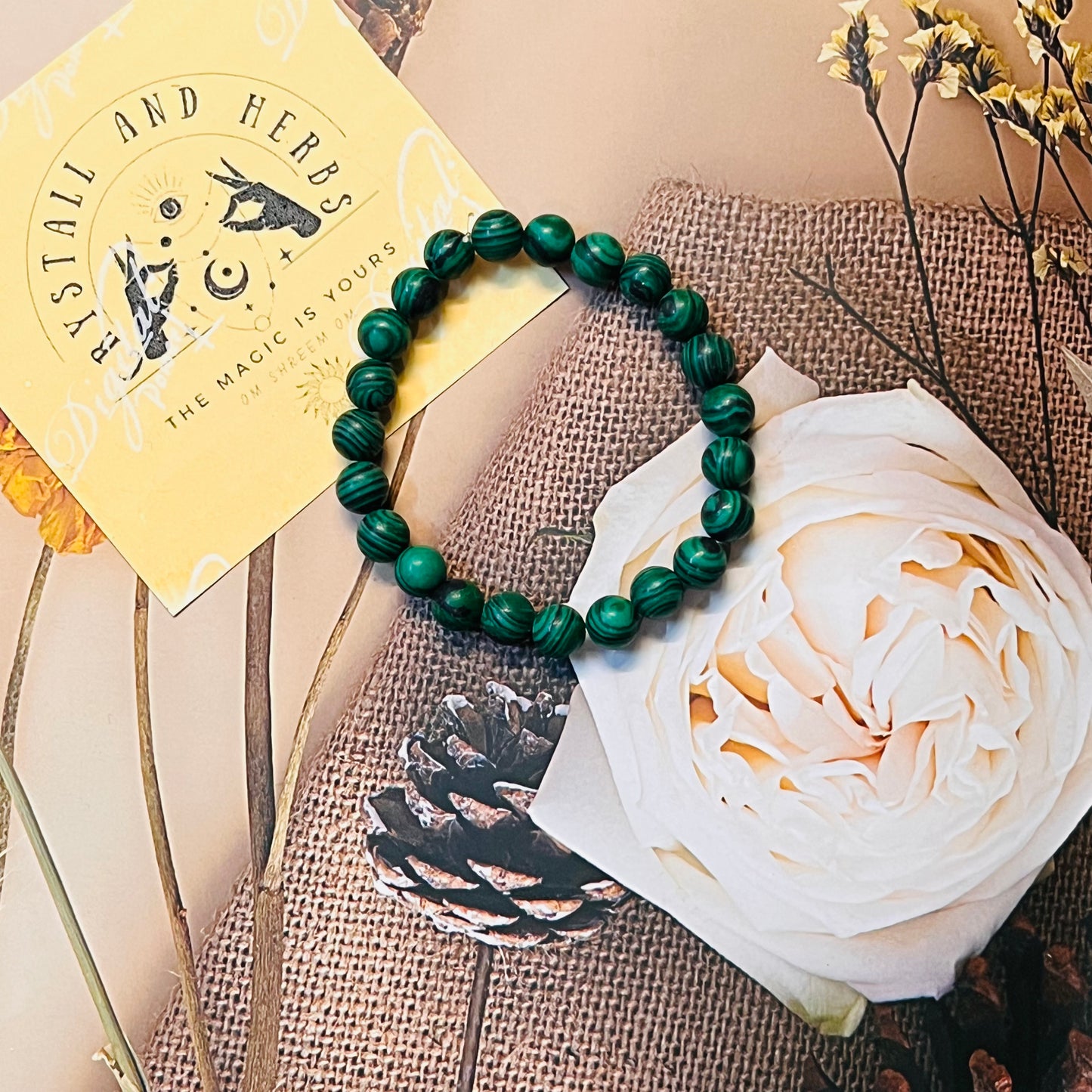 Malachite Handmade Bracelet by Crystall and Herbs