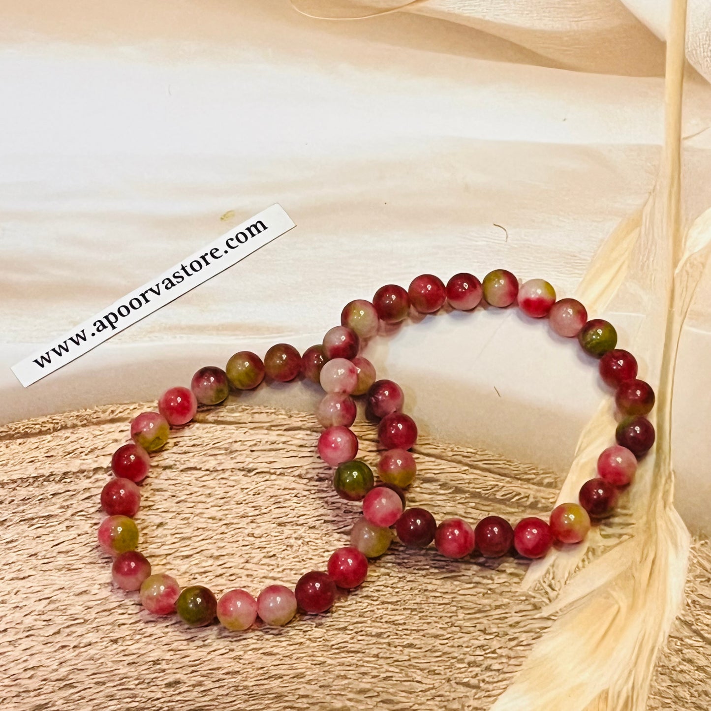 Watermelon Quartz handmade Bracelet by Crystall and Herbs