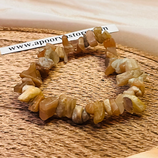 Orange Calcite Chip Handmade Bracelet by Crystall and Herbs