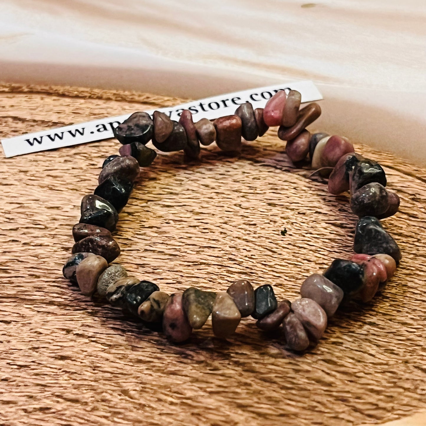 Rhodonite Chip Handmade Bracelet by crystall and Herbs