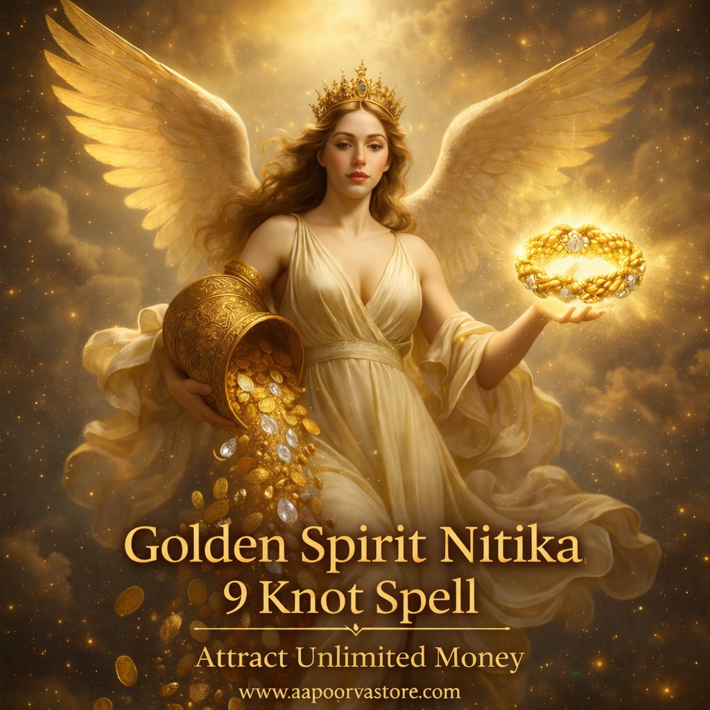 Money Printing Golden Energy Spirit Nitika Knot Spell for Money Manifestations and Obstacle Removal