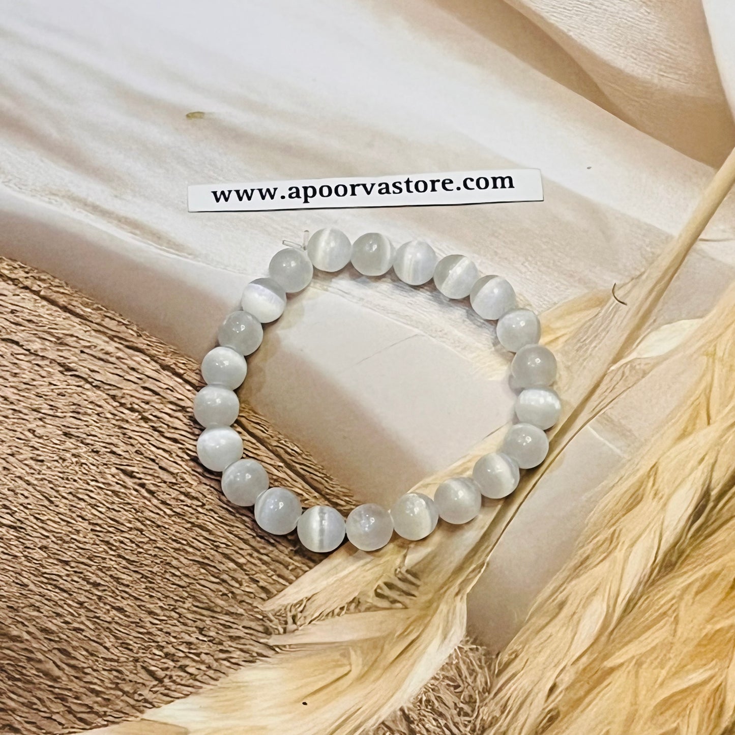 Selenite 8mm Handmade Bracelet by Crystall and Herbs