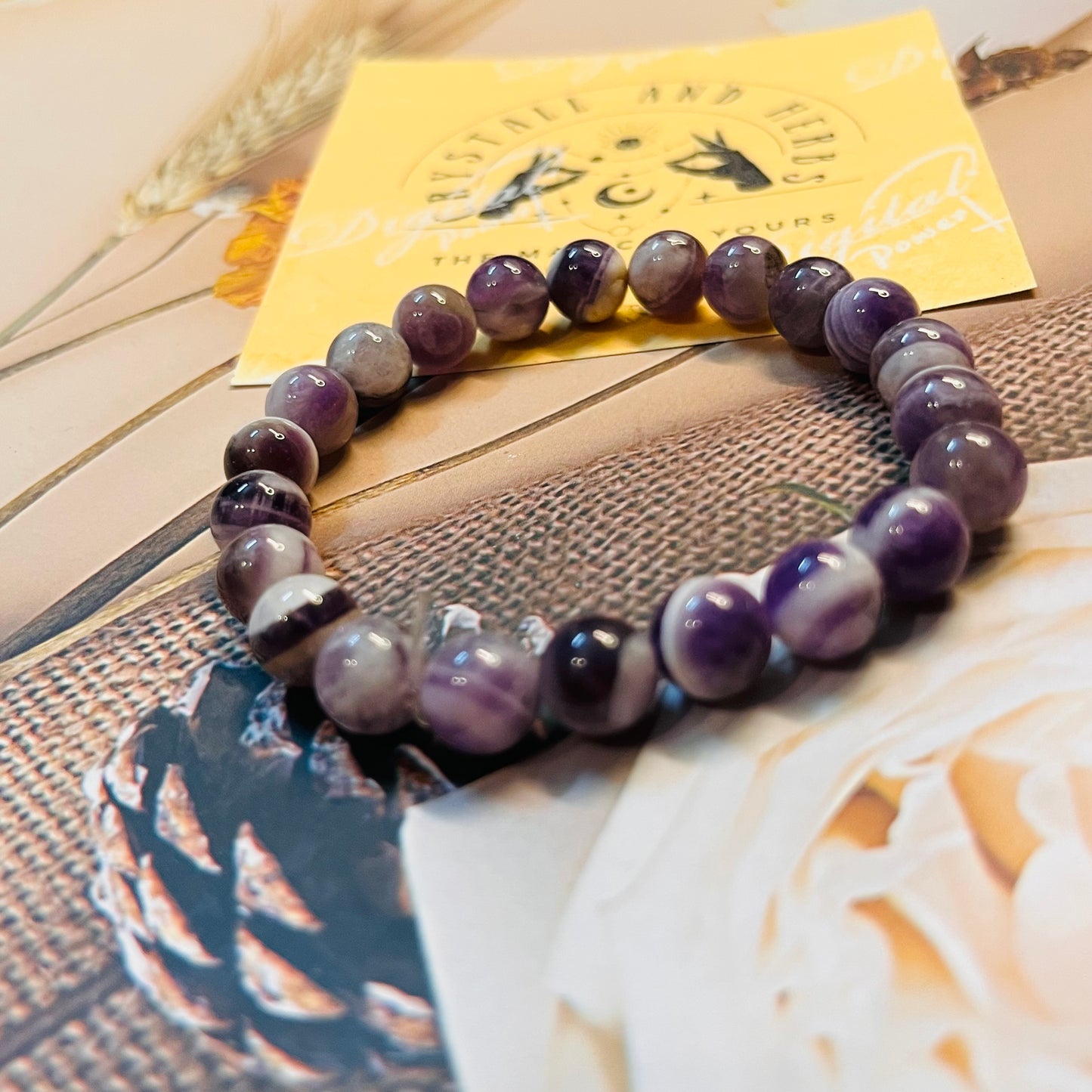 Brazalian Amethyst 8mm Handmade Bracelet by Crystall and Herbs