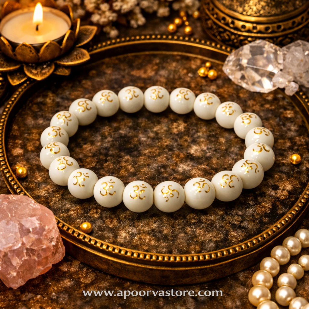 Aum Carved Bracelet by Crystall and Herbs