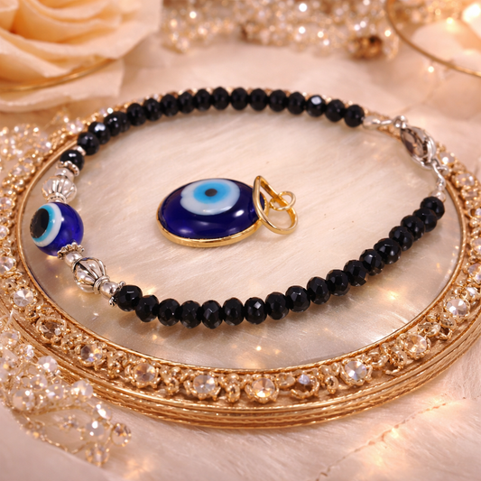 Evil Eye Combo Bracelet with Pendant by Crystall and Herbs
