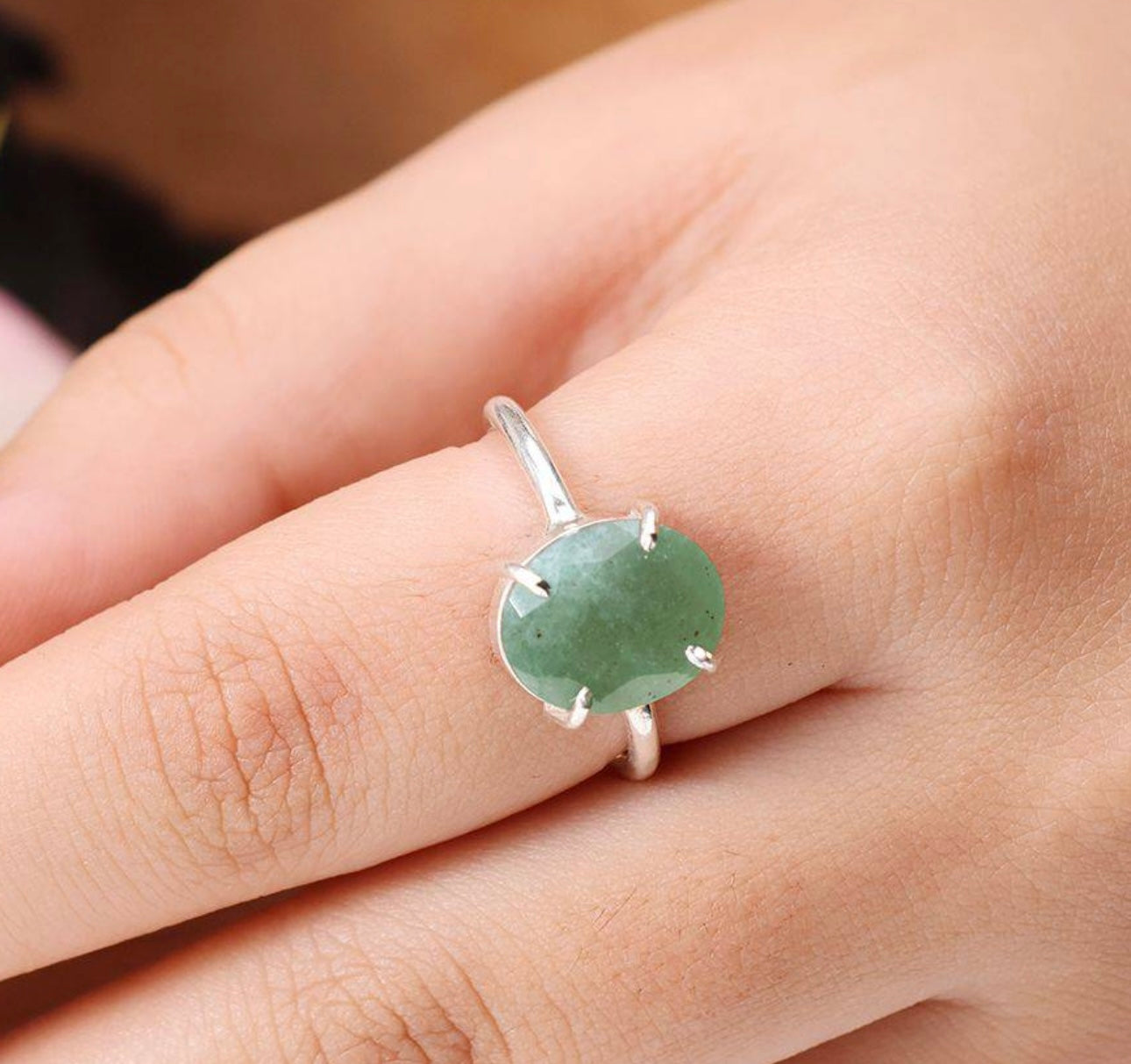 Green Aventurine Ring Luck Money Success by Crystall and Herbs