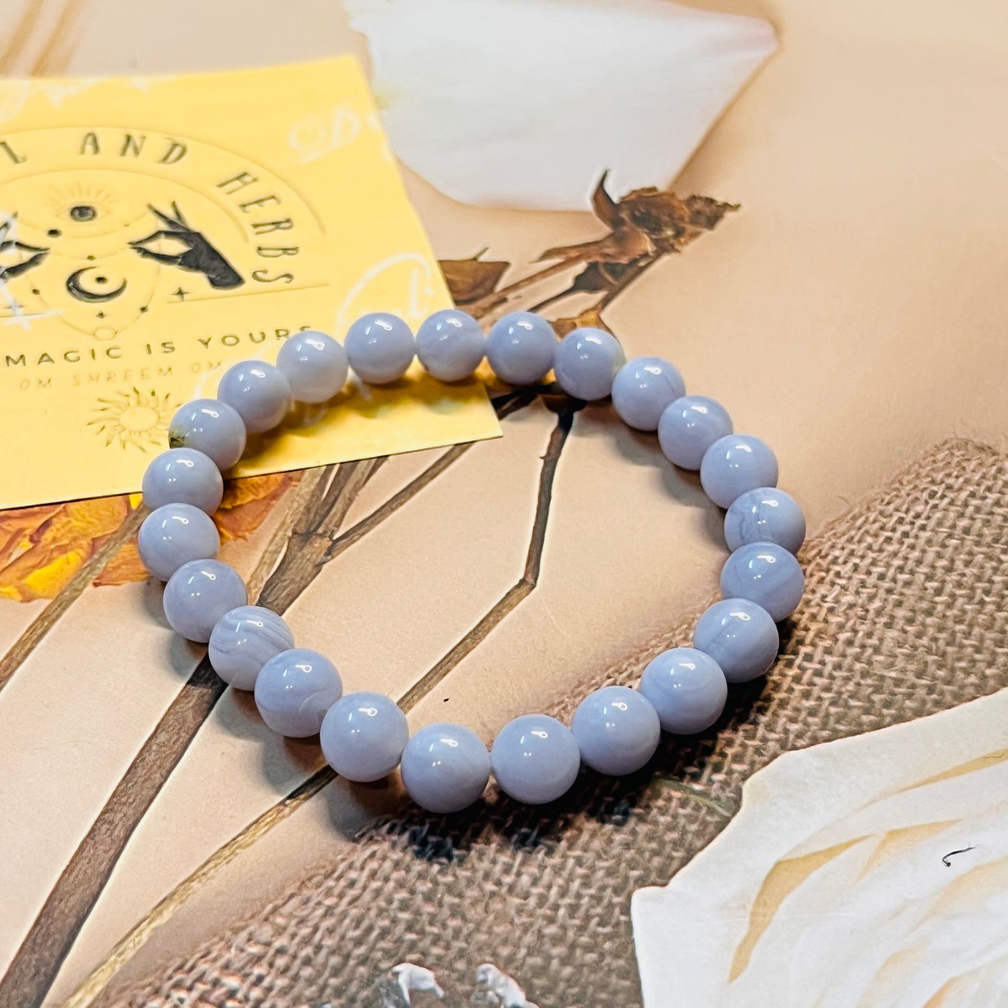 Blue Lace Agate Handmade Bracelet by Crystall and Herbs