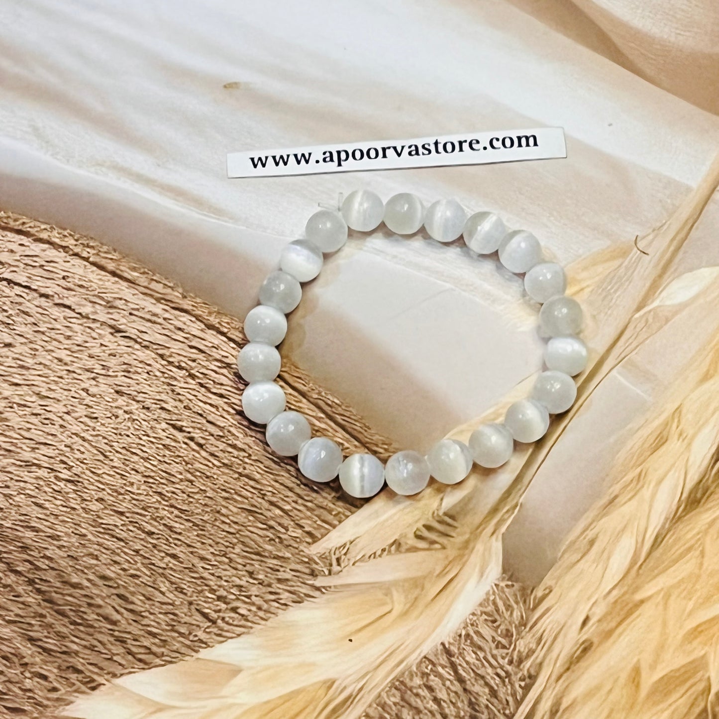 Selenite 8mm Handmade Bracelet by Crystall and Herbs