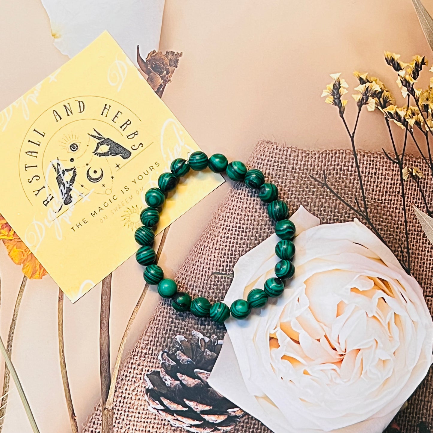 Malachite Handmade Bracelet by Crystall and Herbs