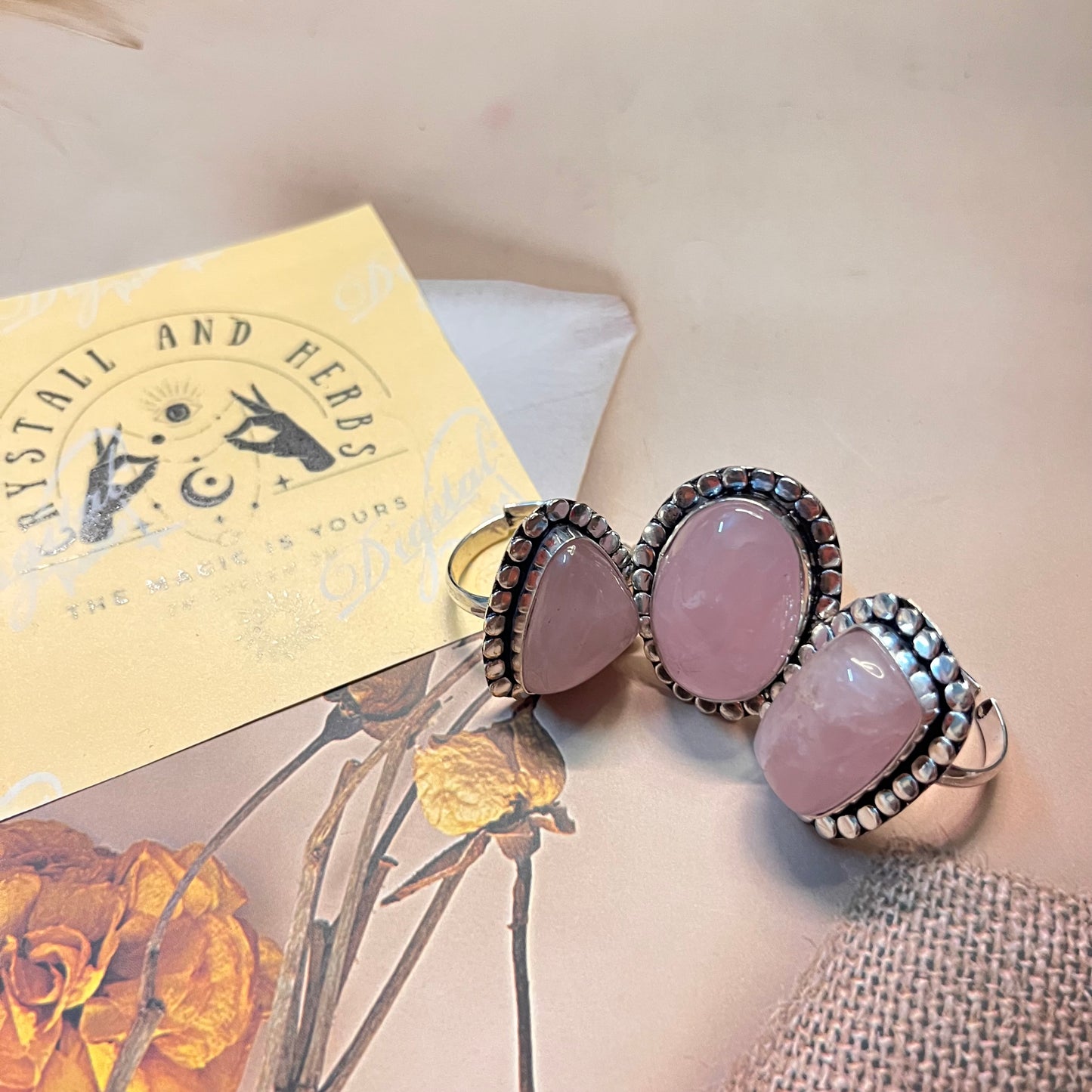 Rose Quartz Ring by Crystall and Herbs