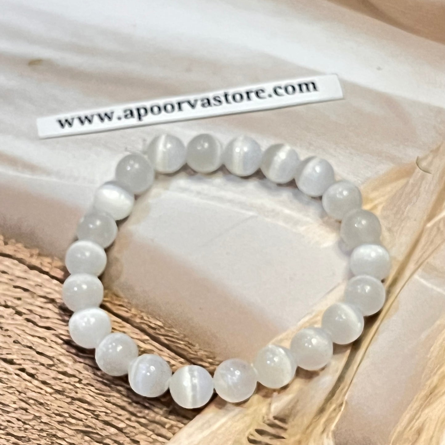 Selenite 8mm Handmade Bracelet by Crystall and Herbs