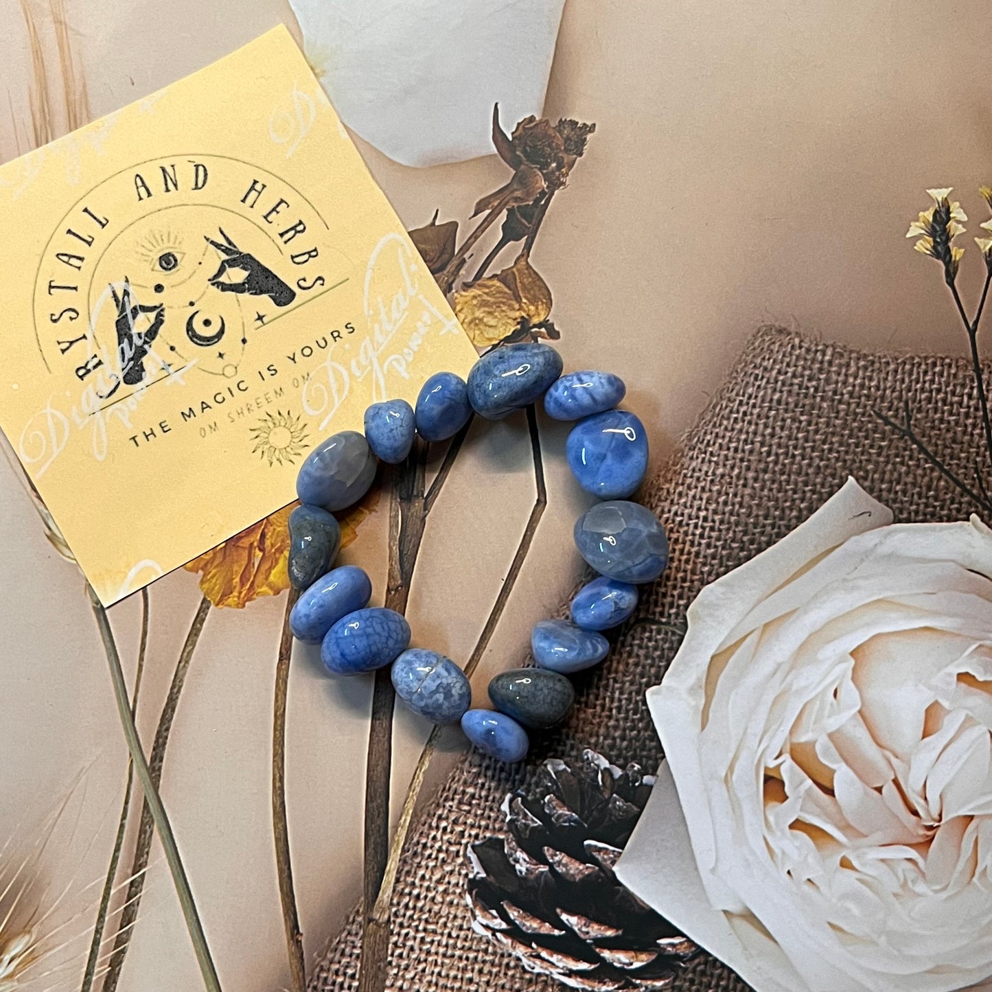 Blue Lace agate Handmade Tumble Bracelet by Crystall and Herbs