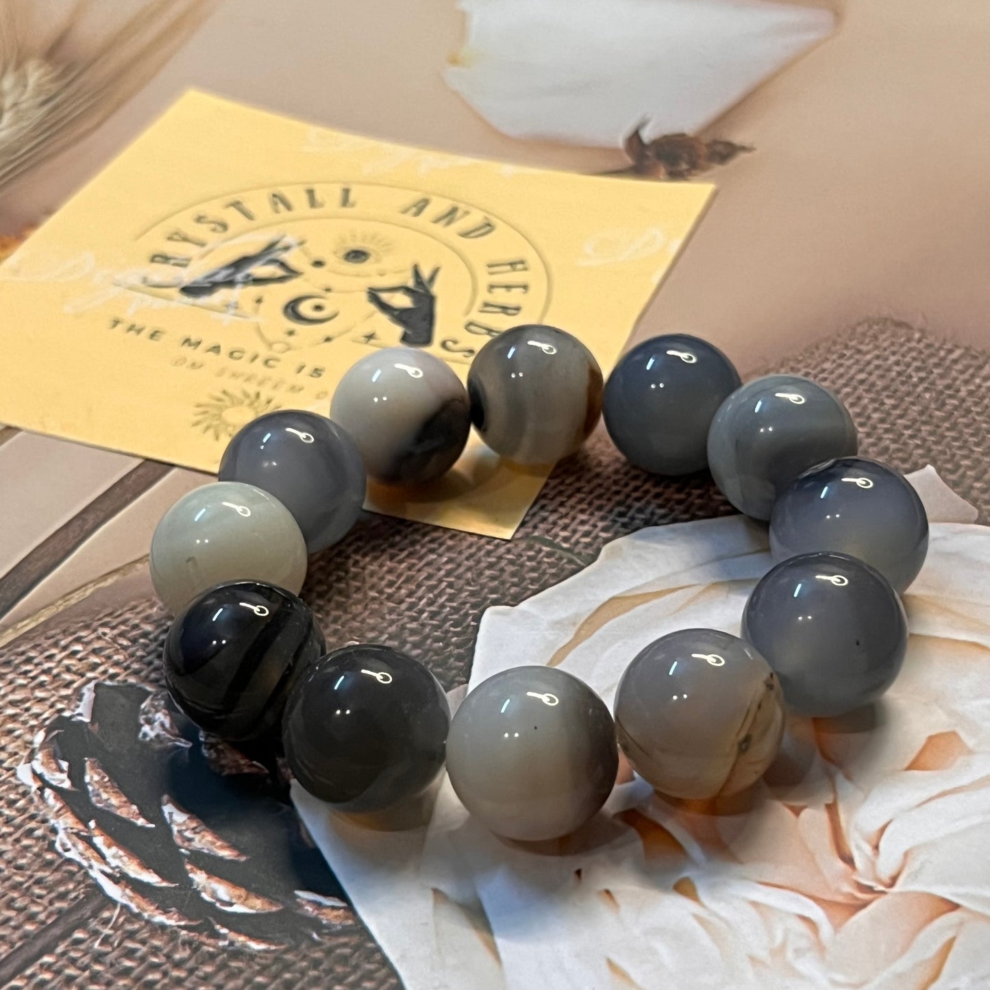 Grey sulemani 16mm Handmade Bracelet by Crystall and Herbs