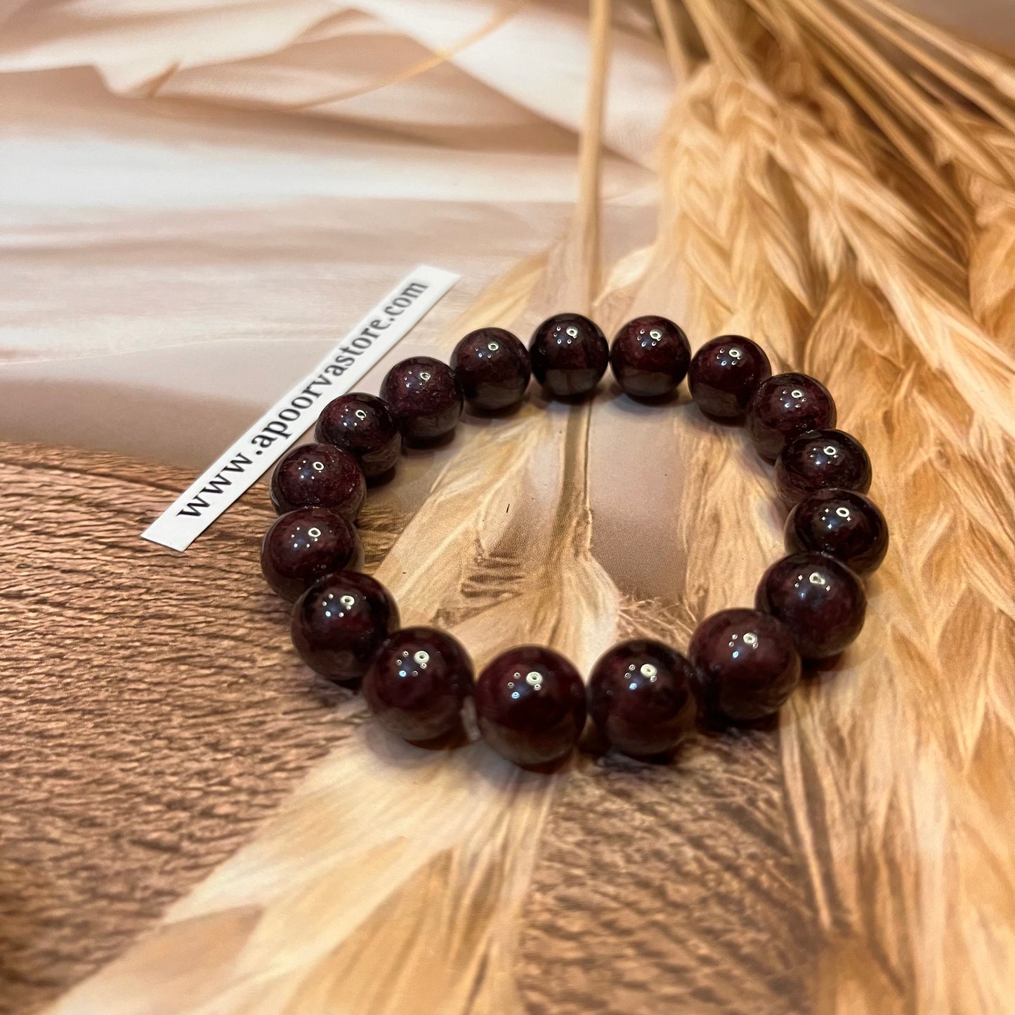 Red Garnet 12mm Handmade Bracelet by Crystall and Herbs