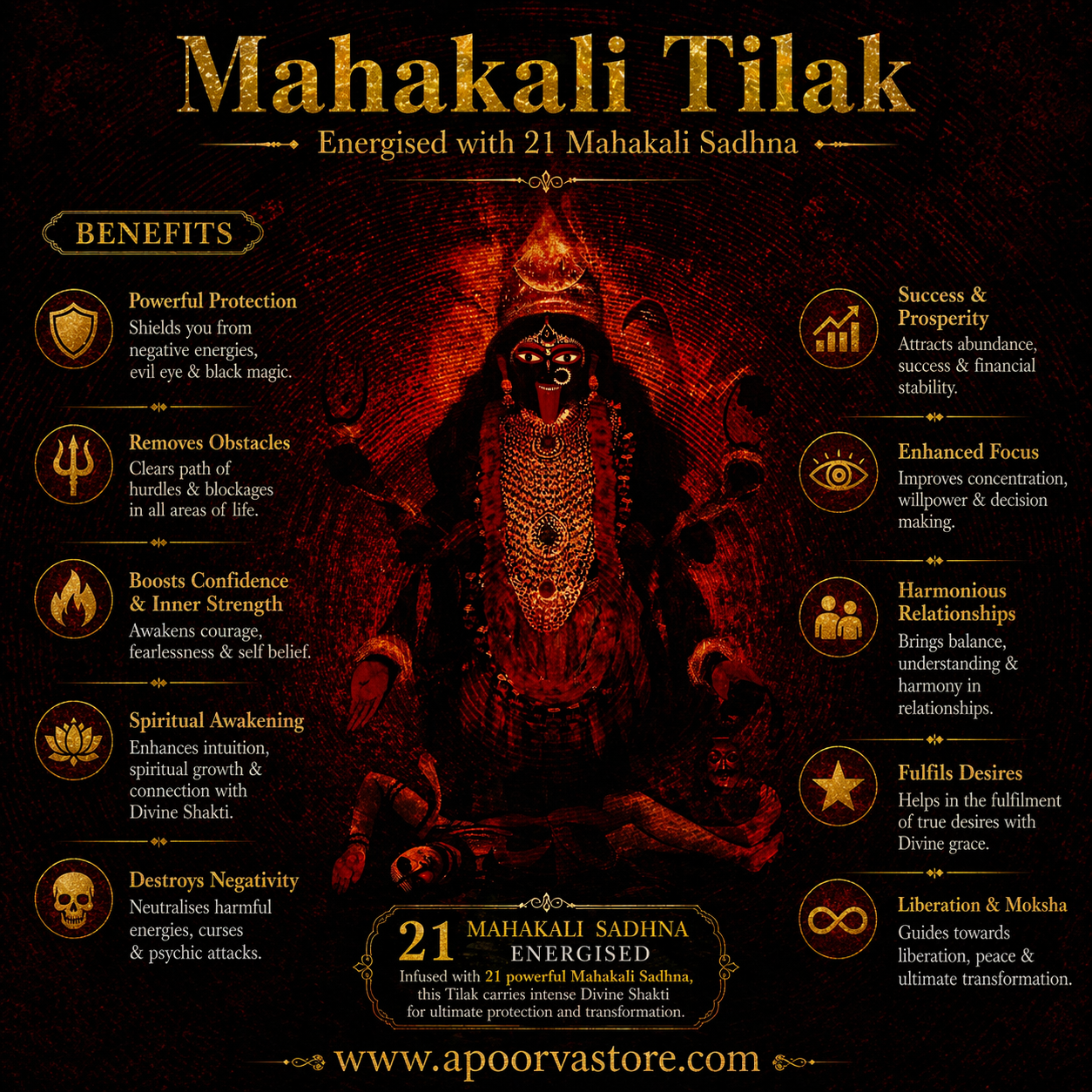 Mahakaali Siddh Tilak - Karya Siddhi Maa Kali Tilak by Crystall and Herbs