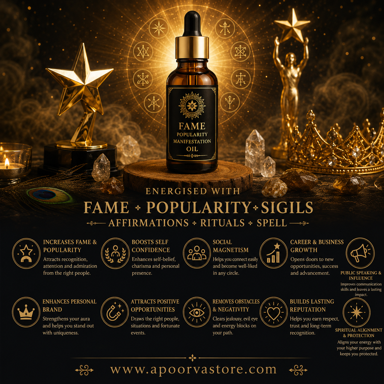 Fame Popularity Manifestation Oil – Confidence, Attraction & Success Energy Oil