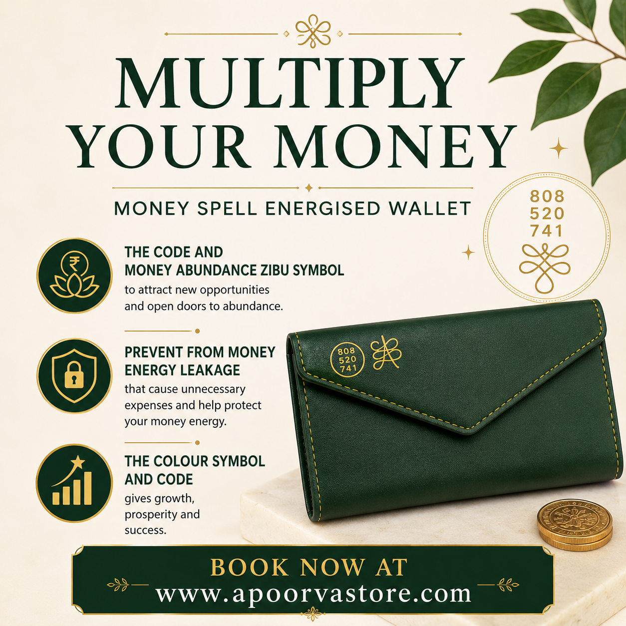 Multiply Your Money – Money Spell Energised Wallet | Money Abundance Zibu Symbol & Manifestation Code