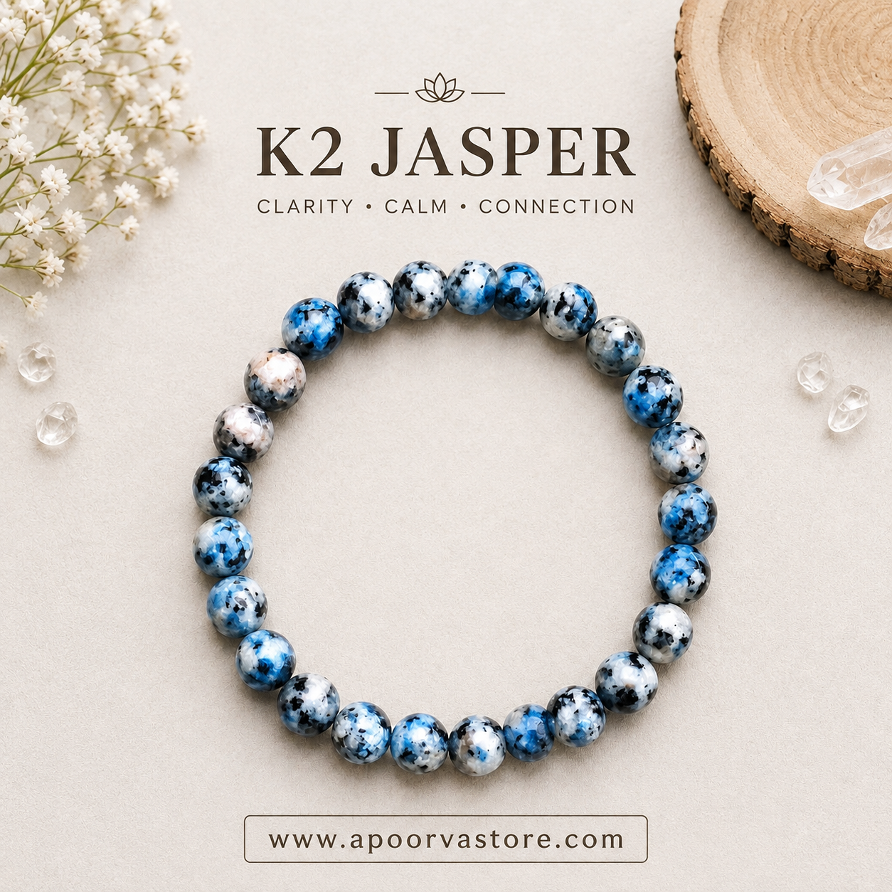 K2 Jasper Crystal Bracelet – Skin Glow, Beauty, Intuition & Third Eye Energy