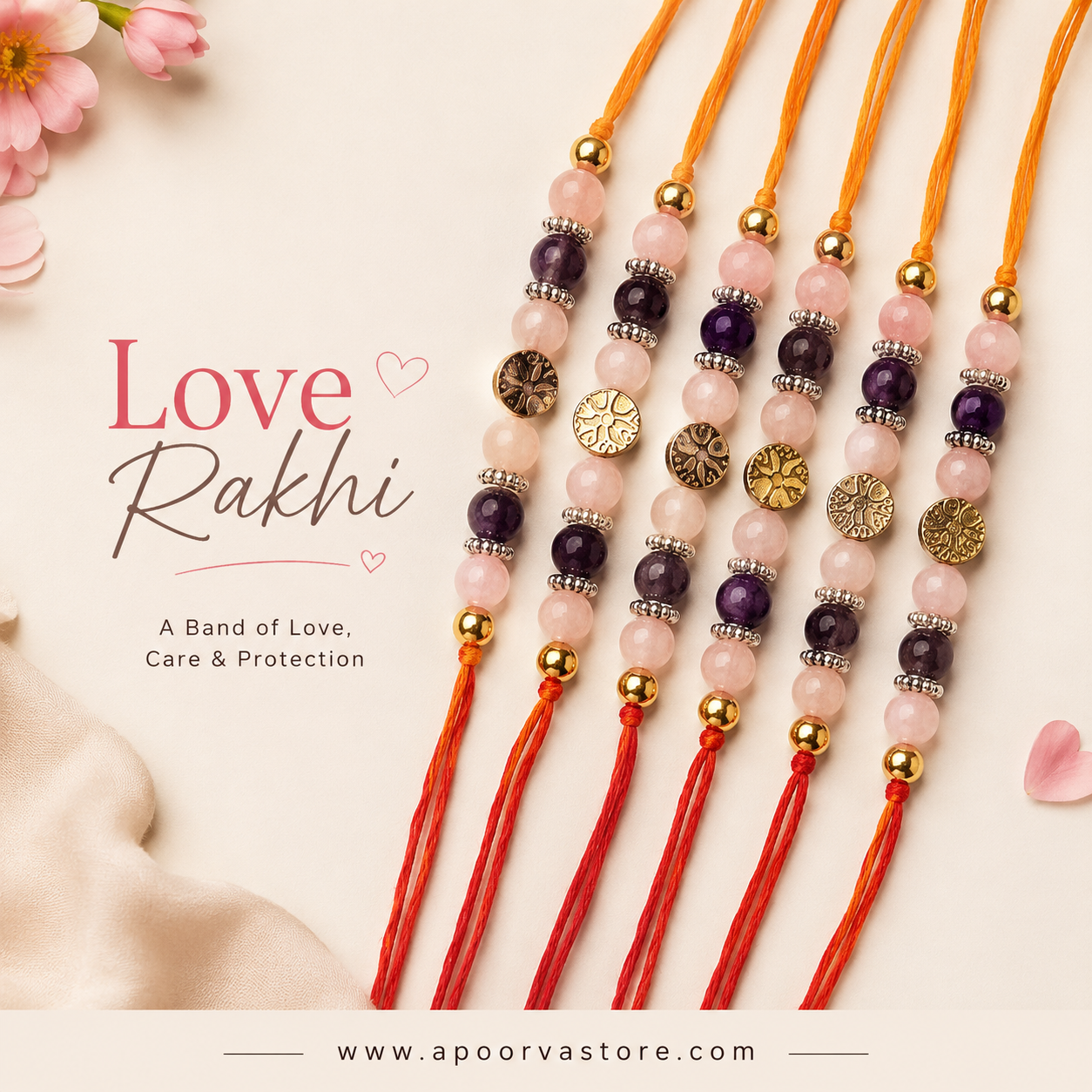 Love Rakhi with Love Crystals