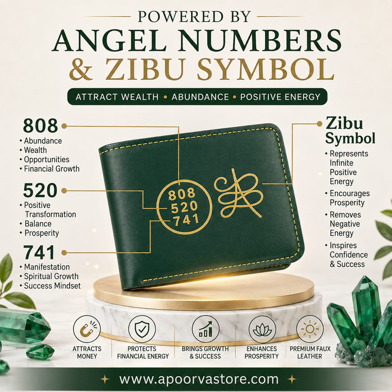 Lucky Wallet with Money attraction Healing code and Abundance Money Zibu Symbol by Crystall and Herbs