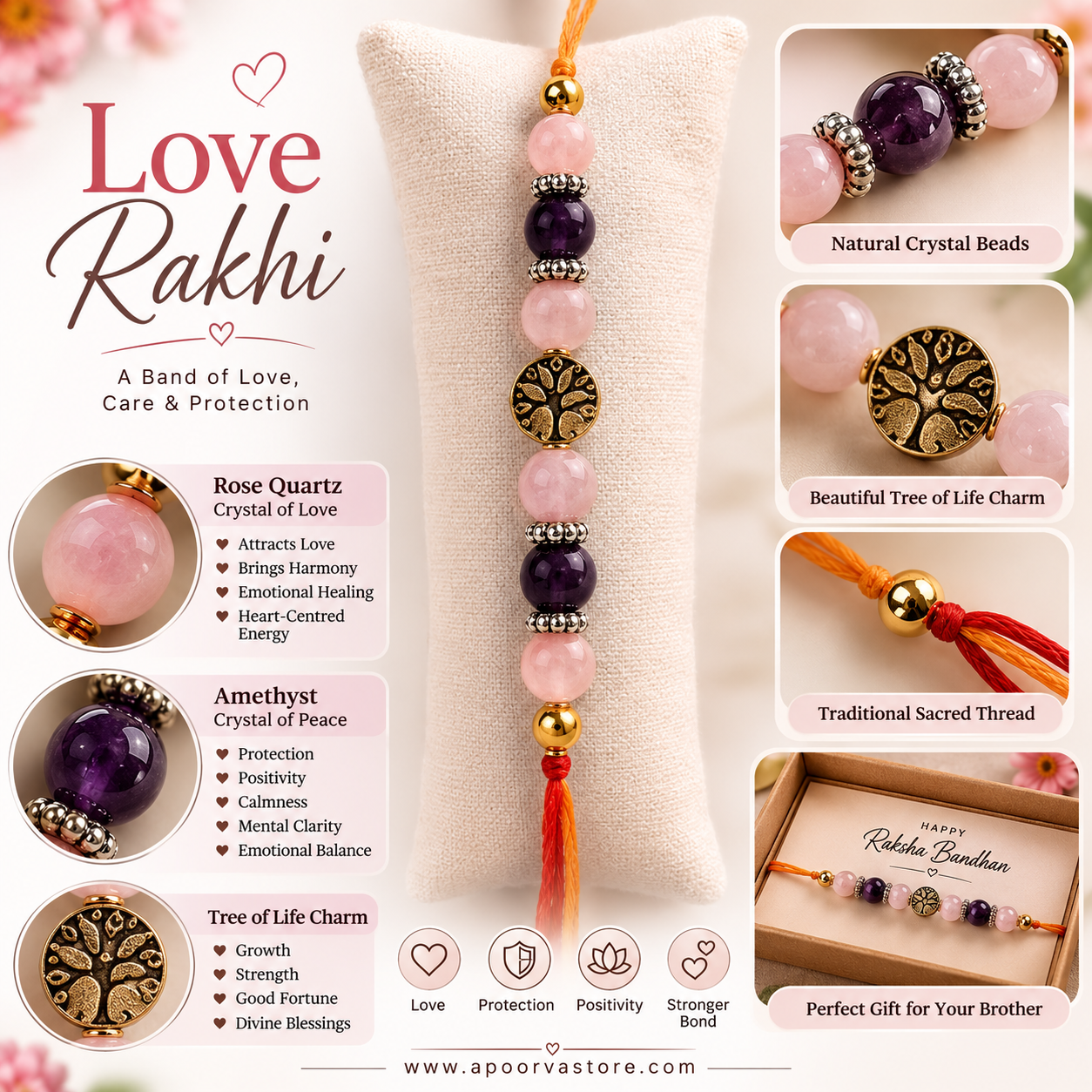 Love Rakhi with Love Crystals