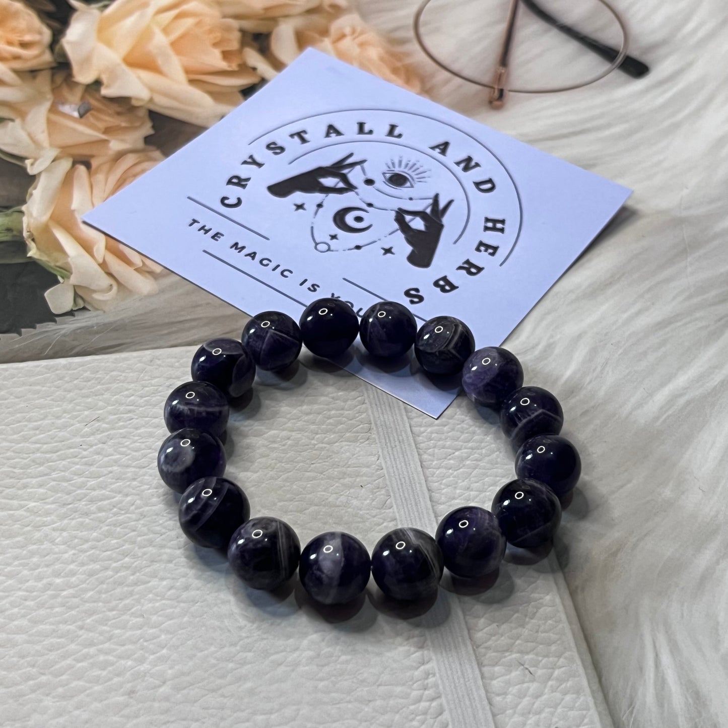 Amethyst 10mm Bracelet by Crystall and Herbs