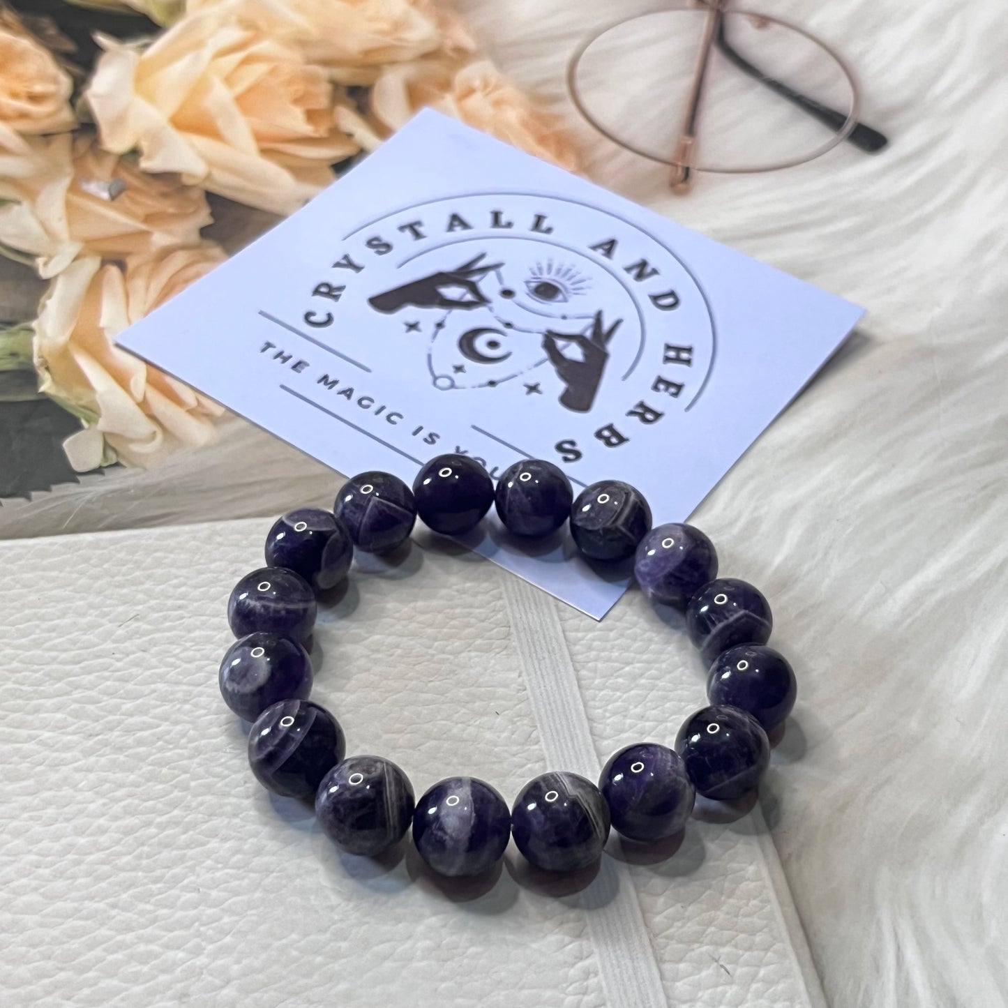 Amethyst 10mm Bracelet by Crystall and Herbs