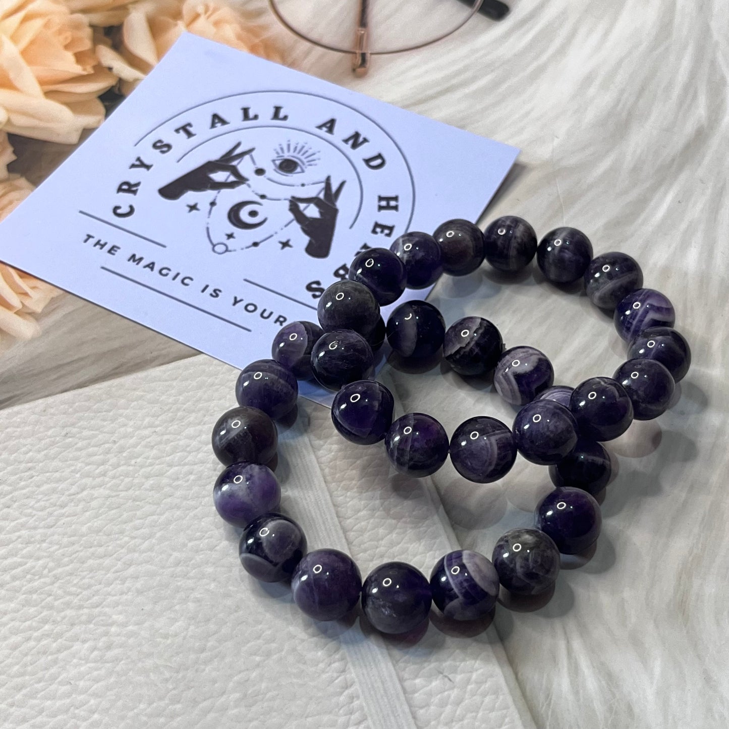 Amethyst 10mm Bracelet by Crystall and Herbs