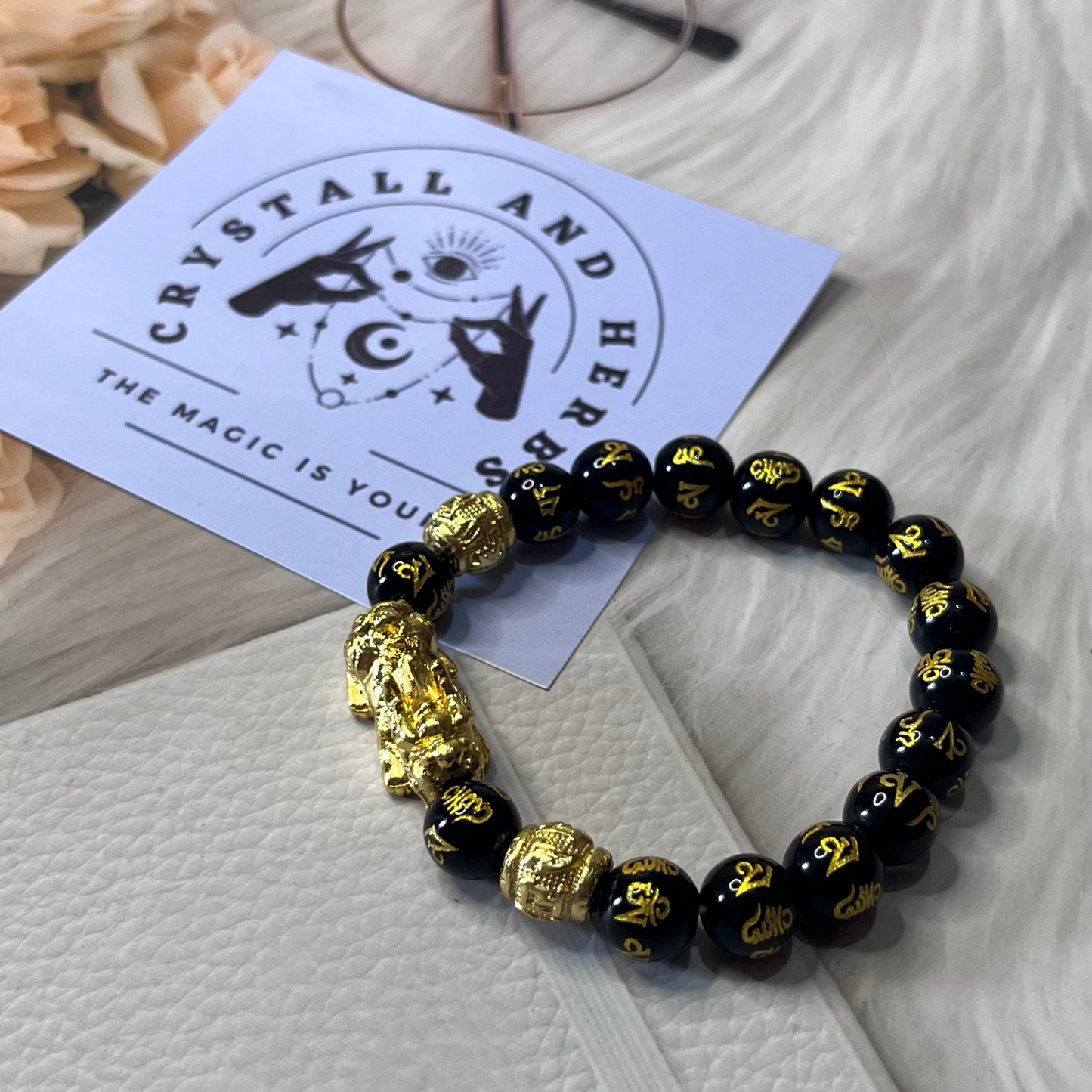 Golden Pixiu Bracelet by Crystall and Herbs