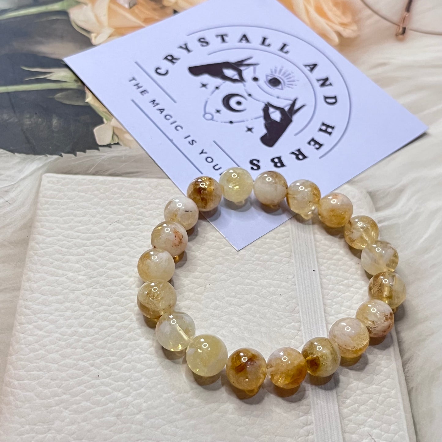 Russian Citrine 10mm Crystall and Herbs