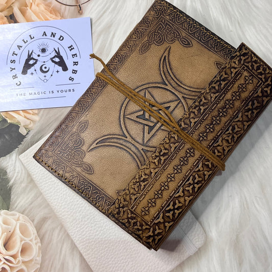 Triple Moon Goddess Writing Handmade Journal by Crystall and Herbs