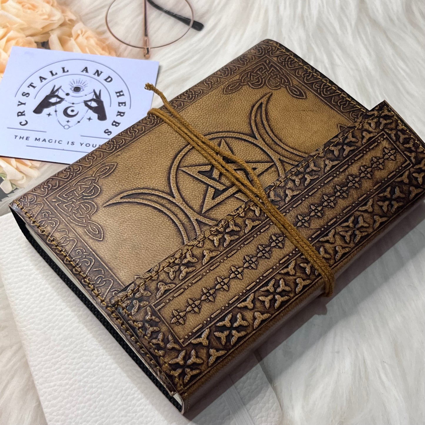 Triple Moon Goddess Writing Handmade Journal by Crystall and Herbs