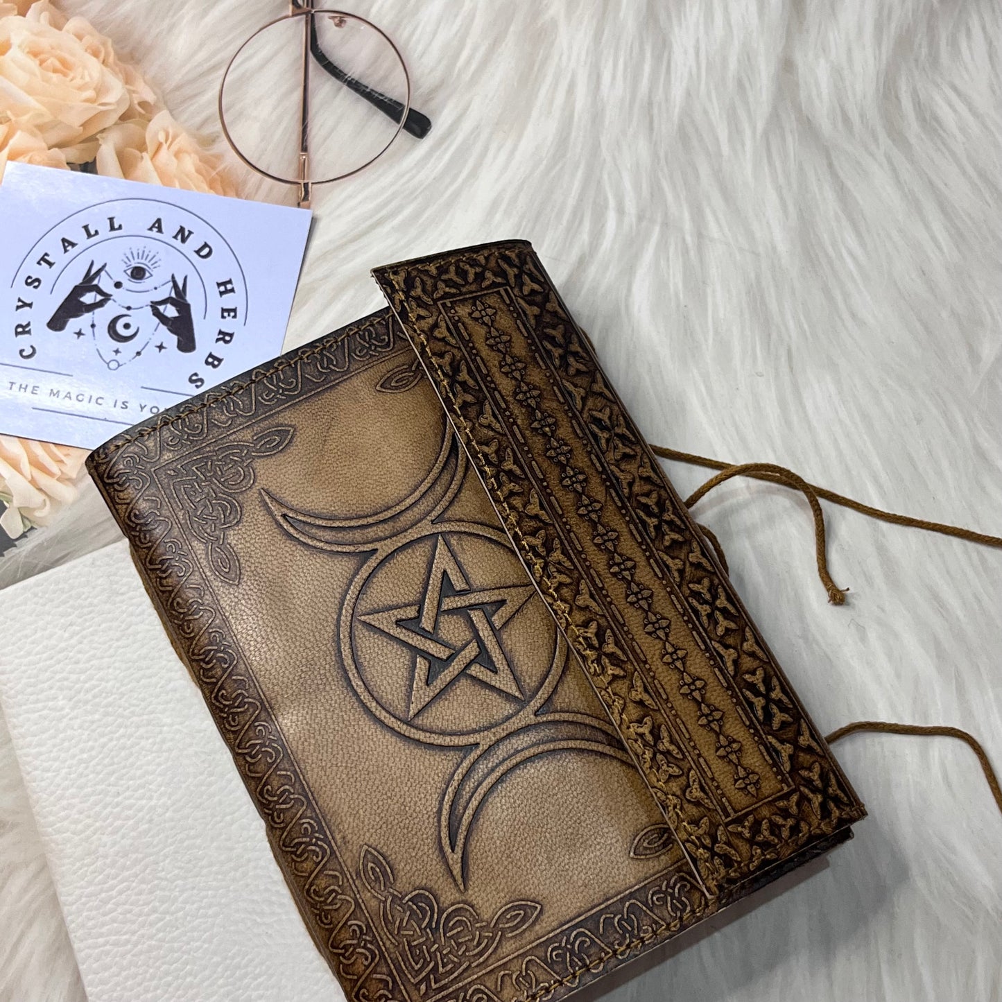 Triple Moon Goddess Writing Handmade Journal by Crystall and Herbs