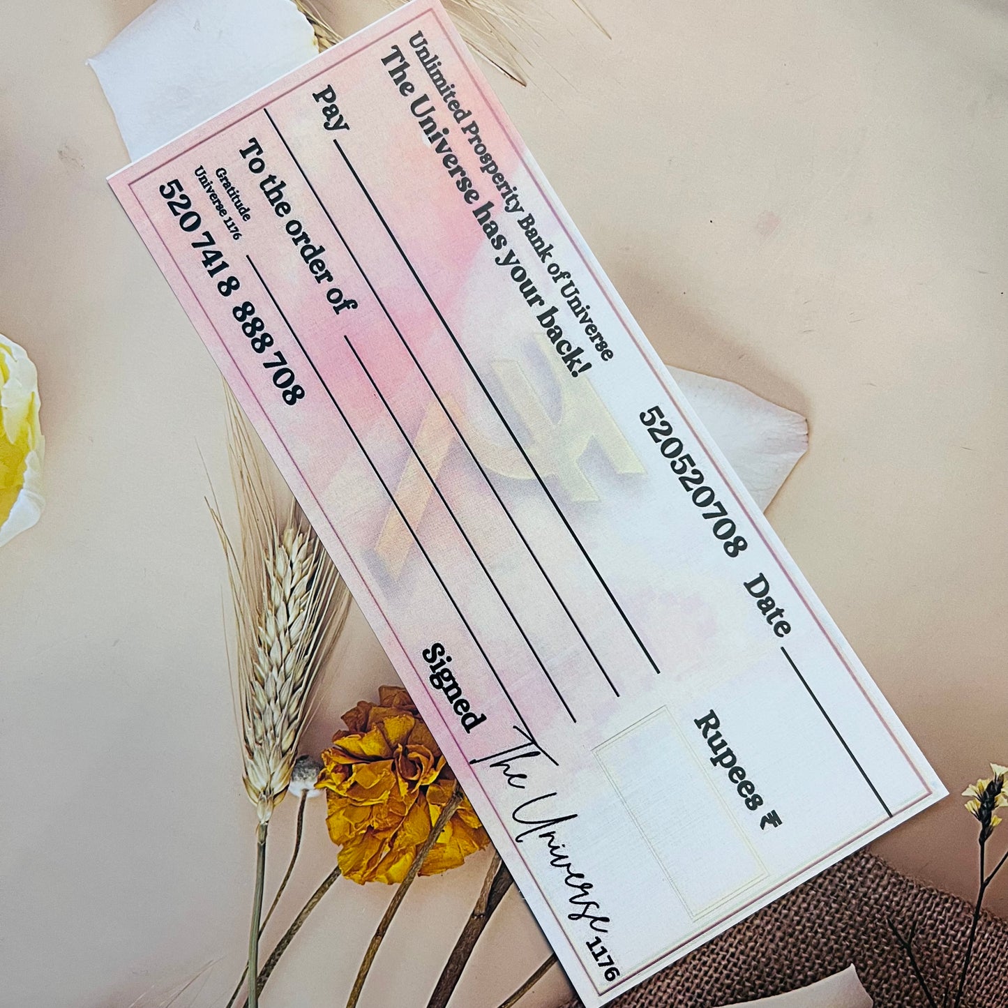 1pc Abundance Manifestation Cheque by Crystall and Herbs