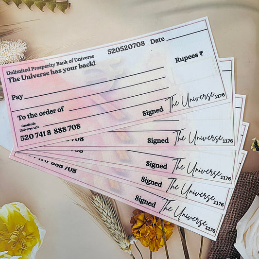 5pc Abundance Manifestation Cheque by Crystal and Herbs