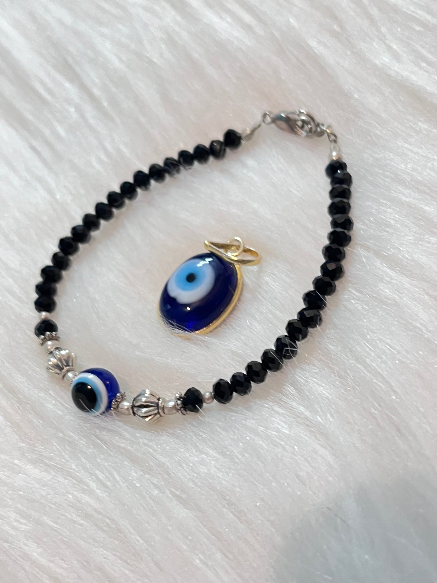 Evil Eye Combo Bracelet with Pendant by Crystall and Herbs