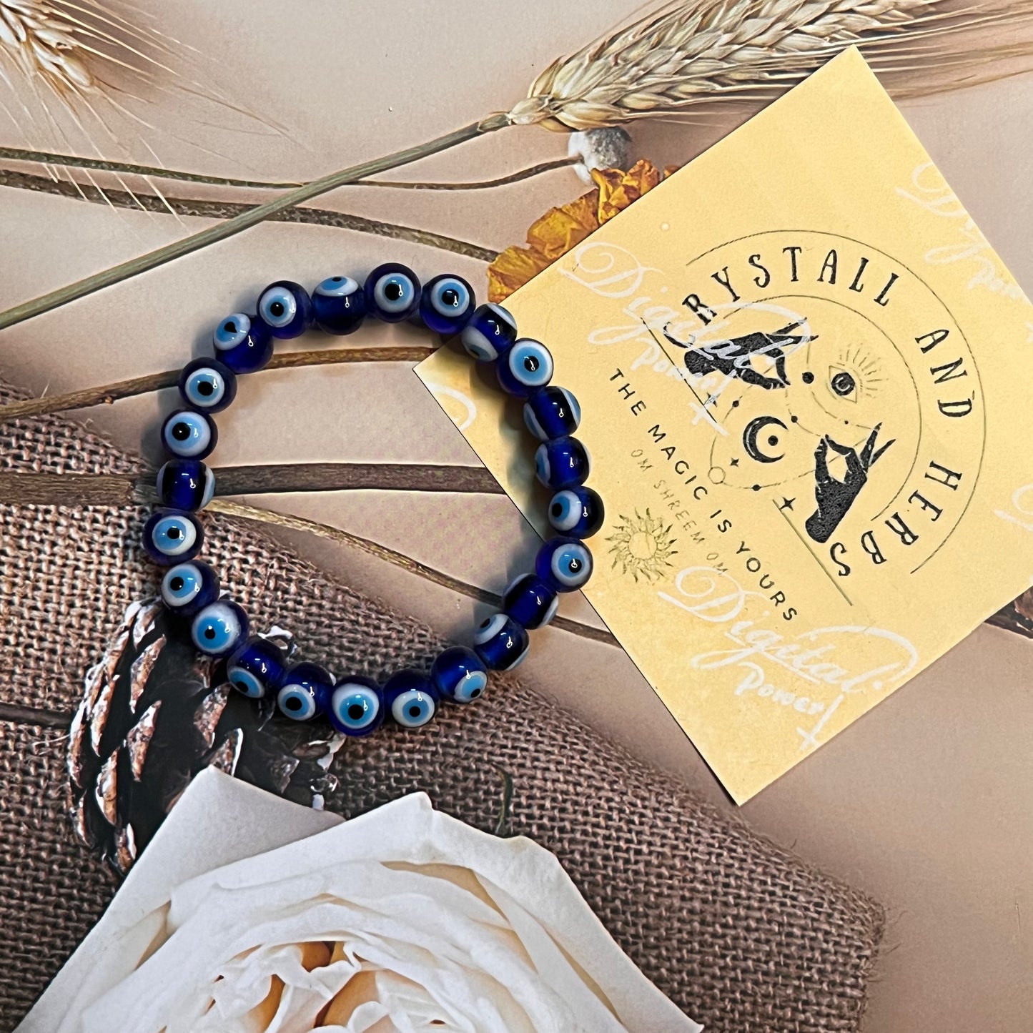 Evil Eye Bracelet by Crystall and Herbs – Energized for Protection, Positivity &amp; Strength