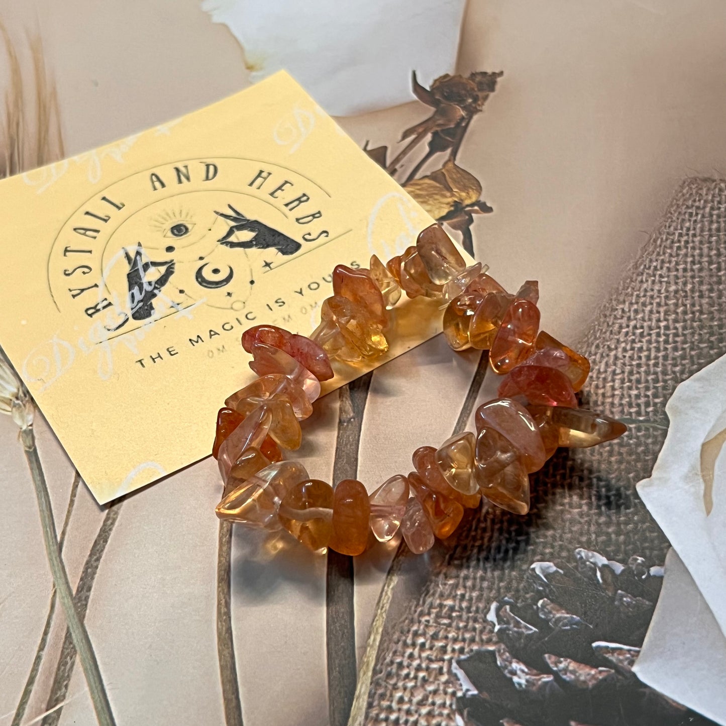 Orange Sunstone Chip Bracelet by Crystall and Herbs